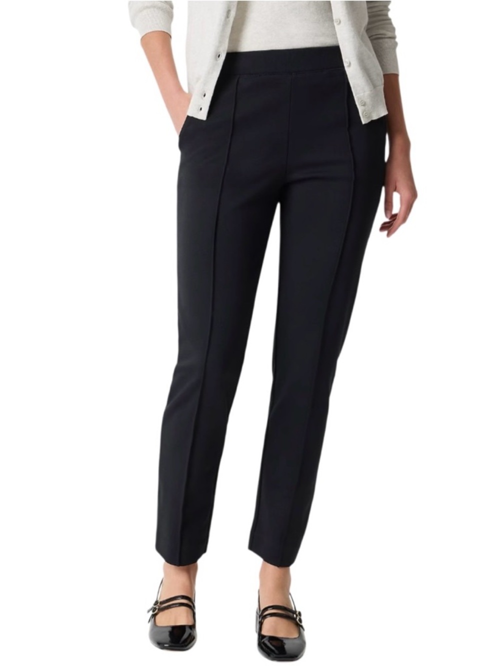NWT J. Crew Women’s Black Ponte Pintuck Ankle Pants with Pockets Size Small